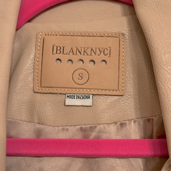 BlankNYC Woman’s Size S Faux Leather Camel Tan Traditional Motto Biker Jacket - Picture 3 of 12